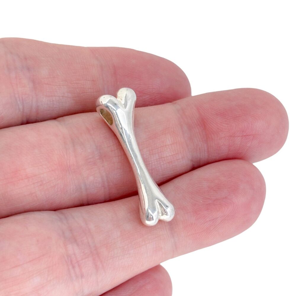 Vintage Silver Bone Pendant Necklace Charm